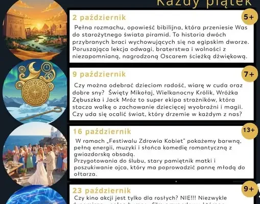 Kino z widokami w Kornowacu – październikowy rozkład seansów