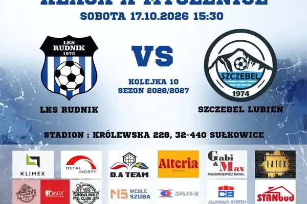 LKS Rudnik zagra z KS Szczebel Lubień w 10. kolejce Klasy A Myślenice