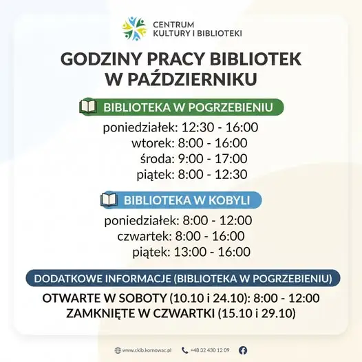 Zmiana godzin pracy bibliotek w październiku – sprawdź, kiedy odwiedzisz placówkę