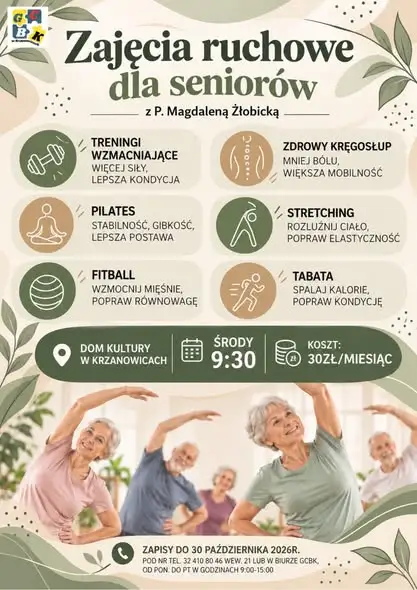 Krzanowice: ruszają zajęcia ruchowe – fitness i gimnastyka dla seniorów