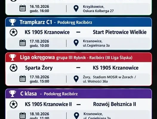 Weekendowe mecze KS 1905 Krzanowice – sprawdź terminarz