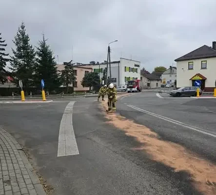 Plama ropopochodna na drodze w Krzanowicach – akcja strażaków