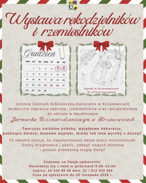 Jarmark Bożonarodzeniowy w Krzanowicach szuka twórców rękodzieła