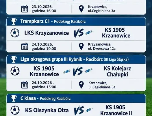 Weekendowe mecze KS 1905 Krzanowice – sprawdź harmonogram