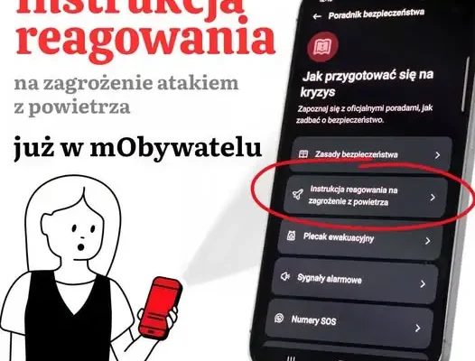 Instrukcja na wypadek ataku z powietrza dostępna w aplikacji mObywatel